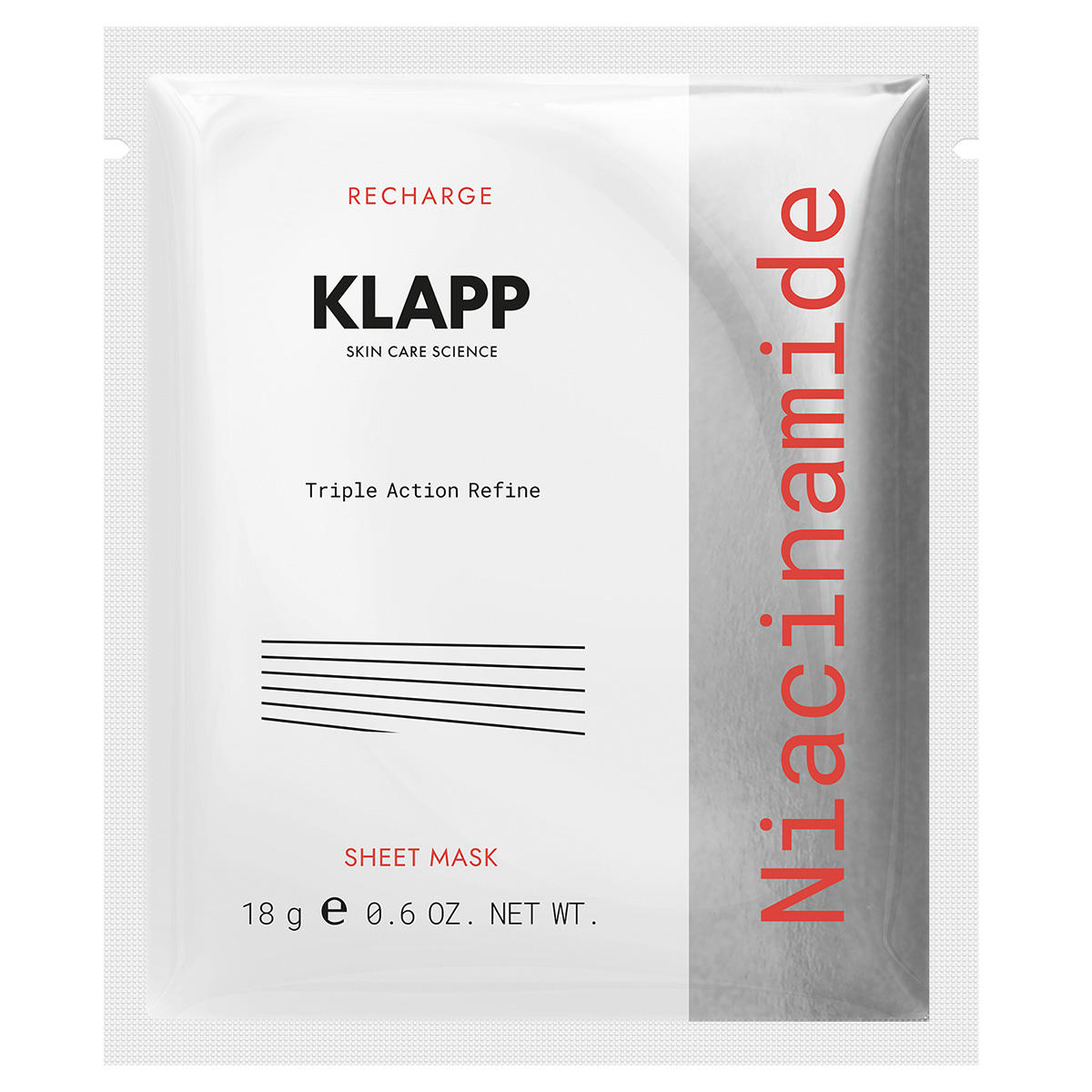 KLAPP cosmetics | triple action masker - niacinamide recharge sheet mask